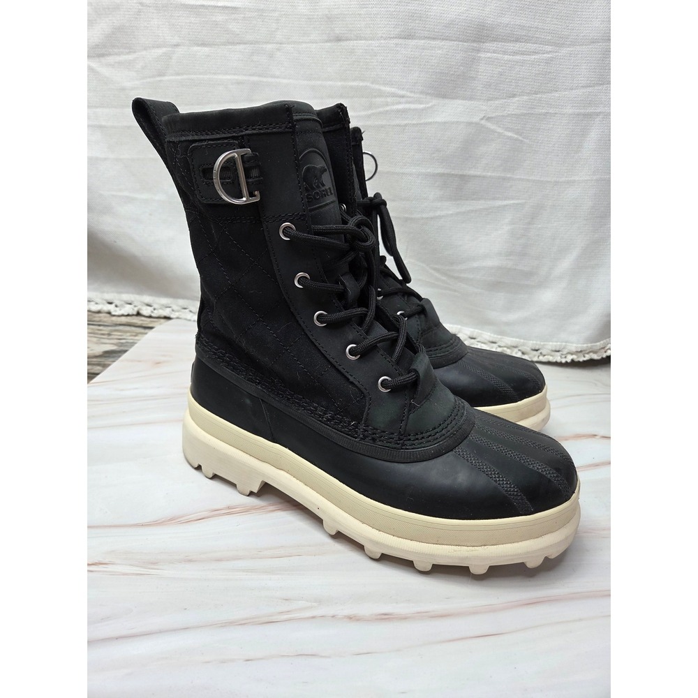 Sorel Caribou X Boot Lace Blk Chalk Waterproof Winter Boots NL5011-010 Wmns 9.5